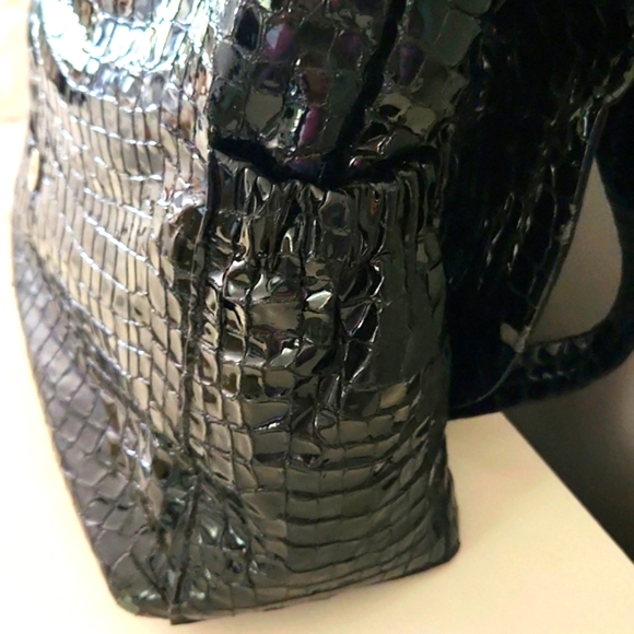 Timi & Leslie Baby Bag, Black Patent, 'crocodile' - Picture 4 of 13